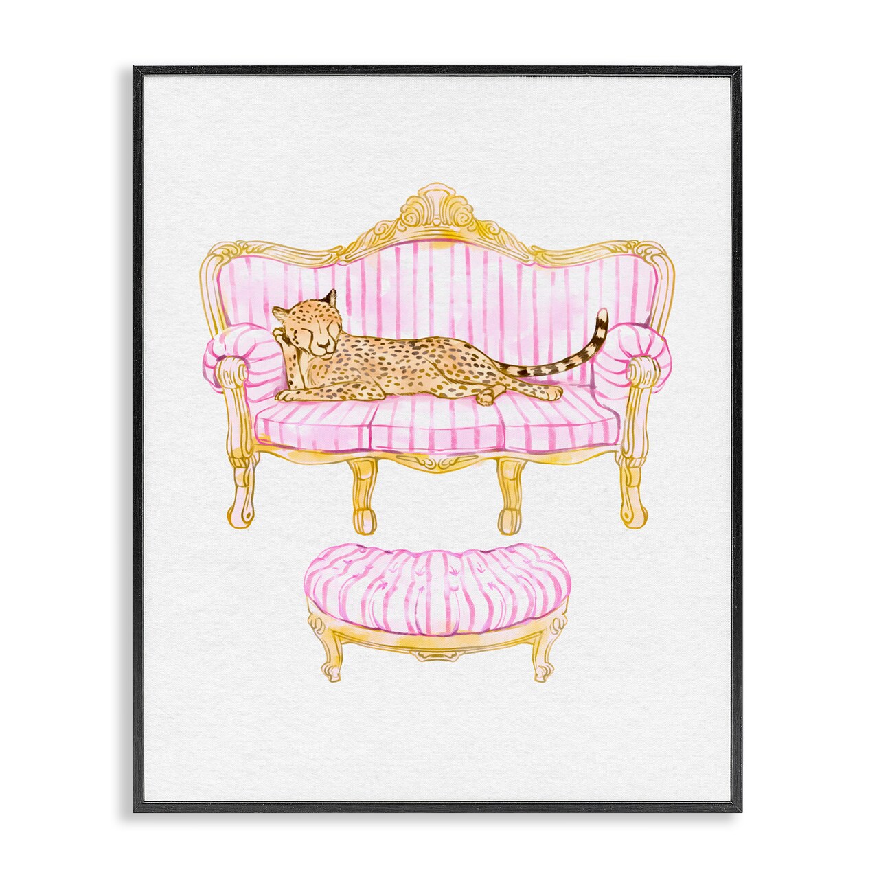 Stupell Industries Cheetah Resting Stylish Furniture Black Framed Giclee Art, design by Ziwei Li